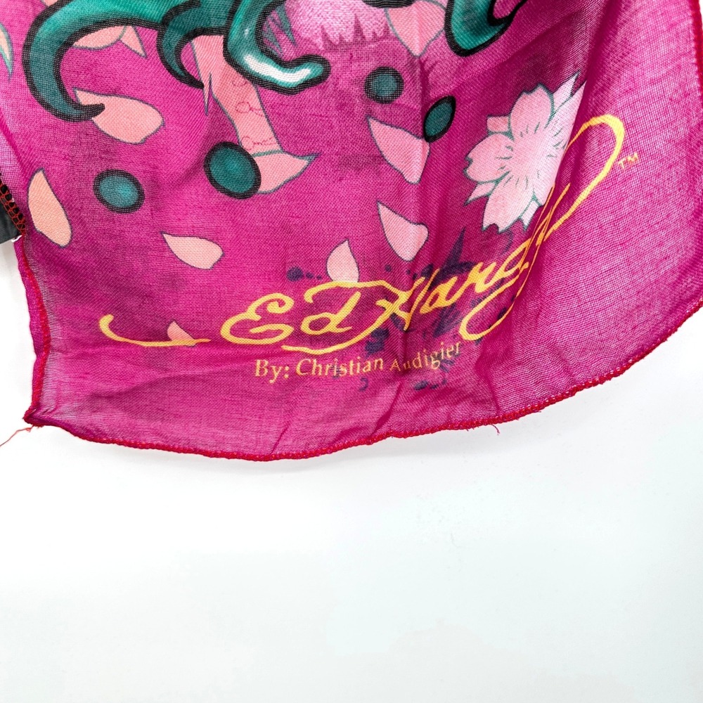Ed Hardy Christian Audigier Scarf 84x12" Koi Fish Skull Y2K Tattoo Deadstock - Picture 4 of 8